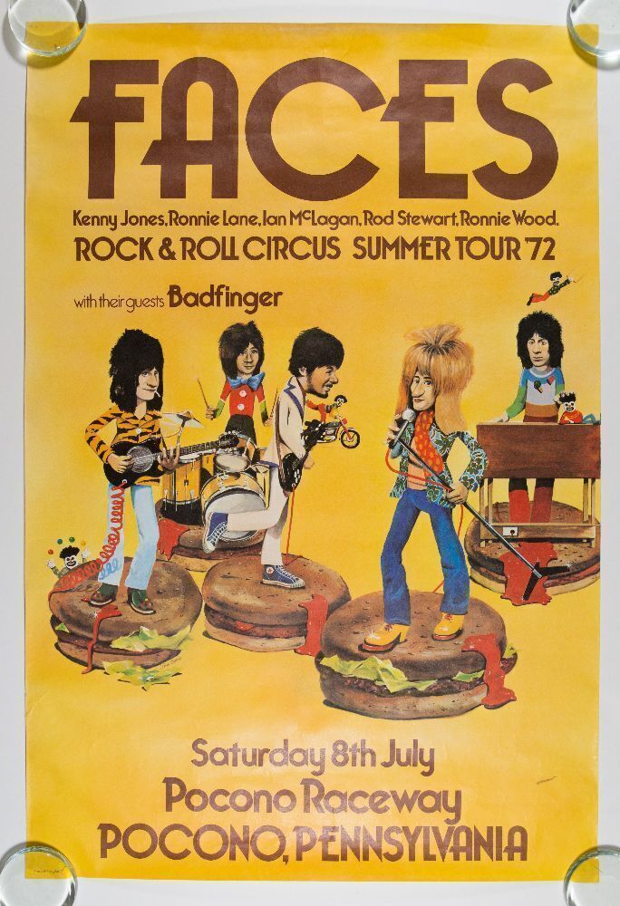Pocono Raceway Poster 1972 The Faces with Rod Stewart Badfinger Pocono Raceway Poster ...