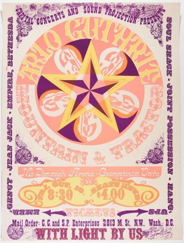 1969 Arlo Guthrie McDonough Arena Georgetown University Poster Extra Fine 67