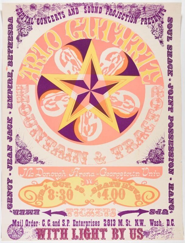 1969 Arlo Guthrie McDonough Arena Georgetown University Poster Extra Fine 67
