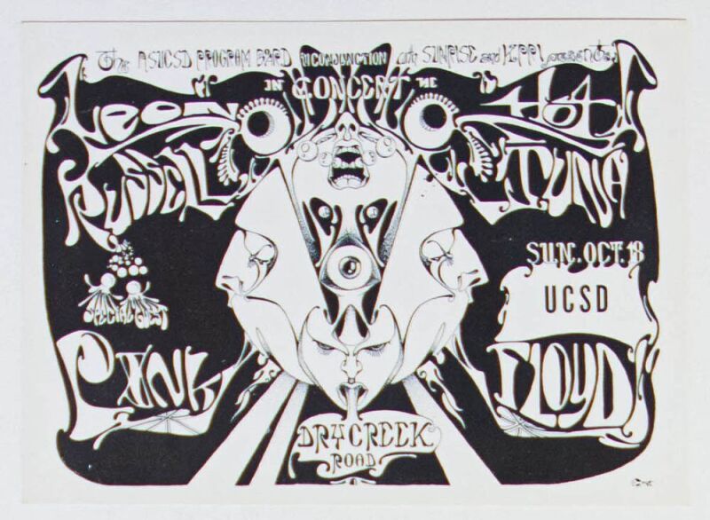 1970 Pink Floyd University of California San Diego Handbill Near Mint 89