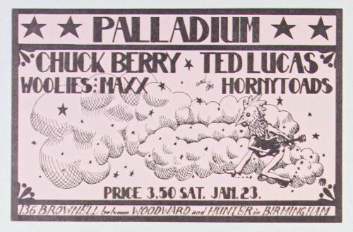 1971 Chuck Berry The Palladium Birmingham Michigan Handbill Mint 90