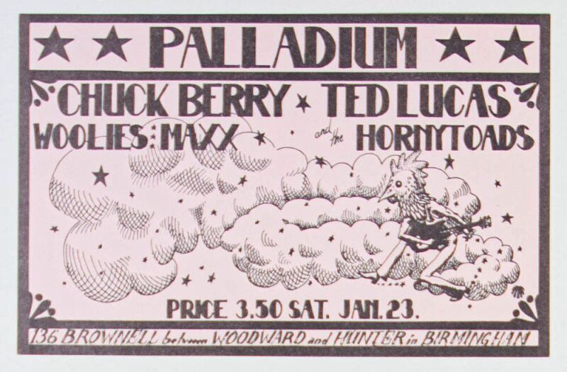 1971 Chuck Berry The Palladium Birmingham Michigan Handbill Mint 90