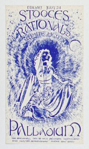 1970 The Stooges The Palladium Birmingham Michigan Handbill Mint 90