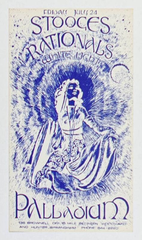 1970 The Stooges The Palladium Birmingham Michigan Handbill Mint 90