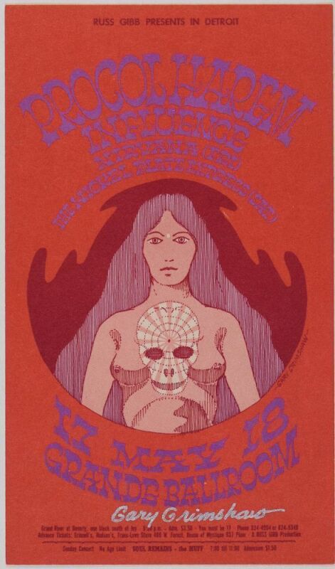 1968 G/G-680517 Procol Harum Grande Ballroom Signed Grimshaw Postcard Near Mint 89