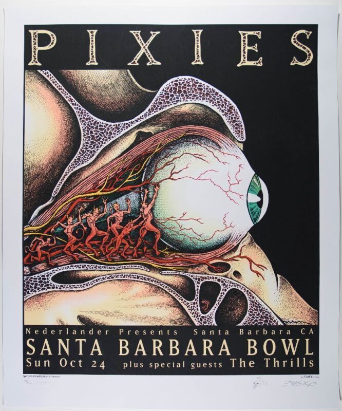 2004 EMEK The Pixies Santa Barbara Bowl LE Signed Emek Poster Near Mint 89