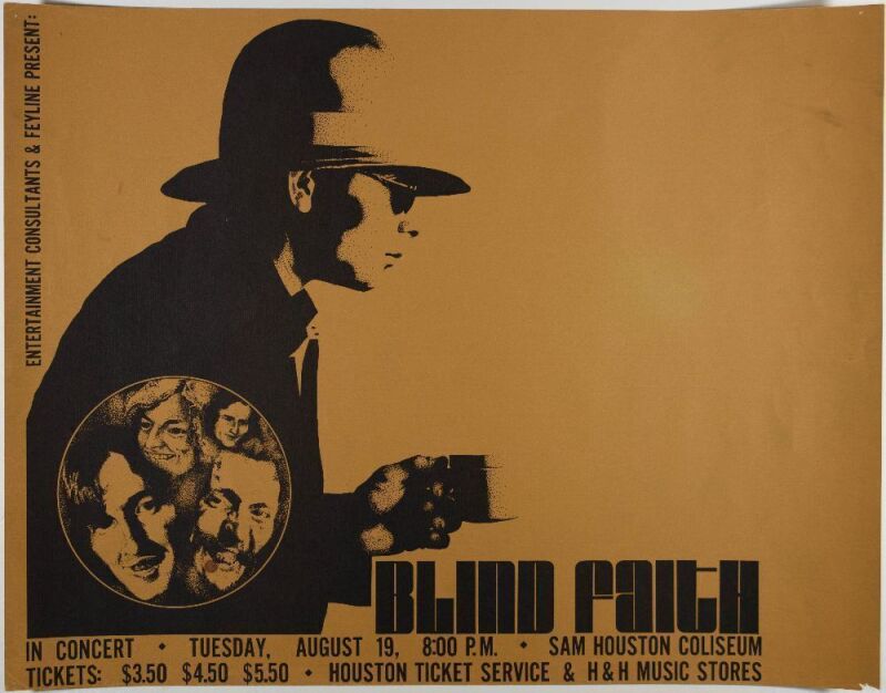 1969 Blind Faith Sam Houston Coliseum Poster Extra Fine 69