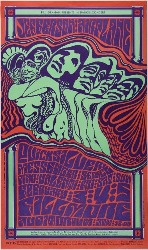 1967 BG-48 Jefferson Airplane Fillmore Auditorium Poster Excellent 77