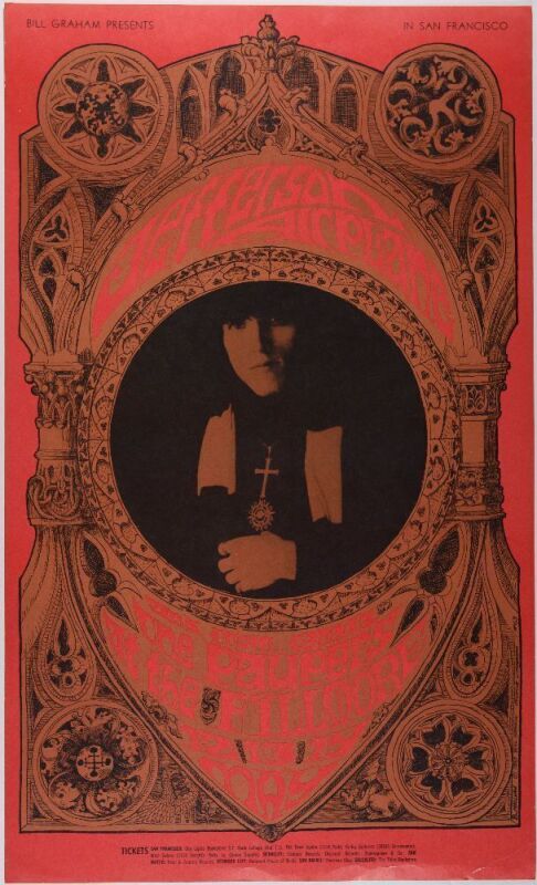 1967 BG-63 Jefferson Airplane The Paupers Fillmore Auditorium Poster Excellent 70