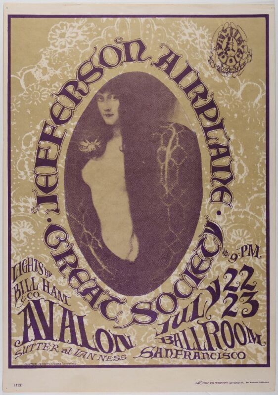 1966 FD-17 Jefferson Airplane The Great Society Avalon Ballroom RP4 Poster Extra Fine 69