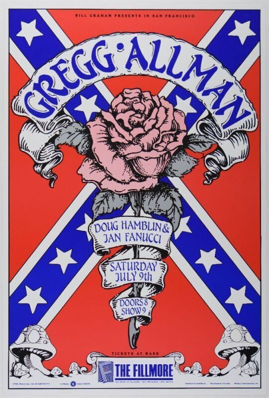 1988 NF-33 Gregg Allman The Fillmore Poster Near Mint 87