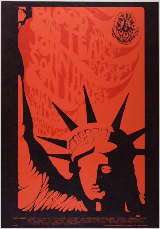 1968 FD-110 Blood Sweat & Tears Avalon Ballroom Poster Mint 90