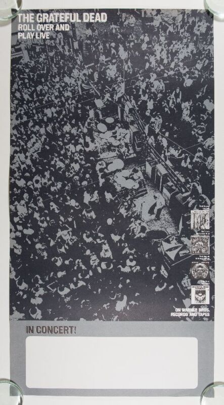 1969 Grateful Dead Warner Brothers Show Blank Promotional Poster Excellent 79