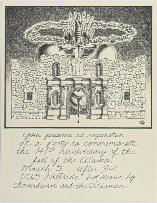 1977 Rick Turner The Fall of the Alamo 141st Anniversary Austin Flyer Mint 91