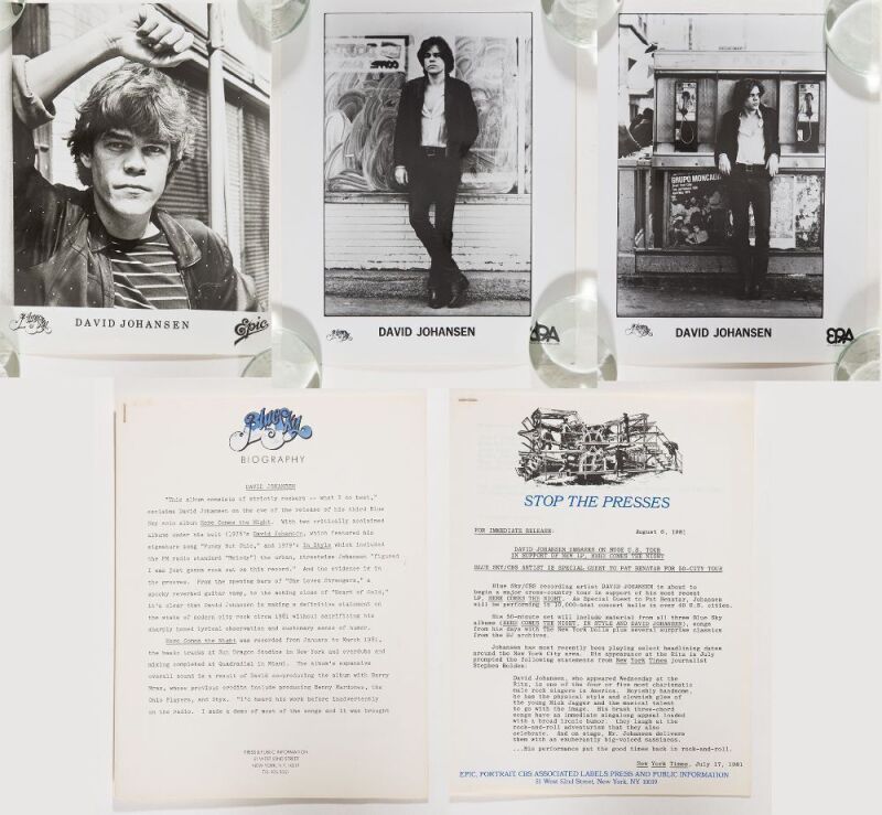 1981 David Johansen CBS Records Press Release & Press Kit Photos