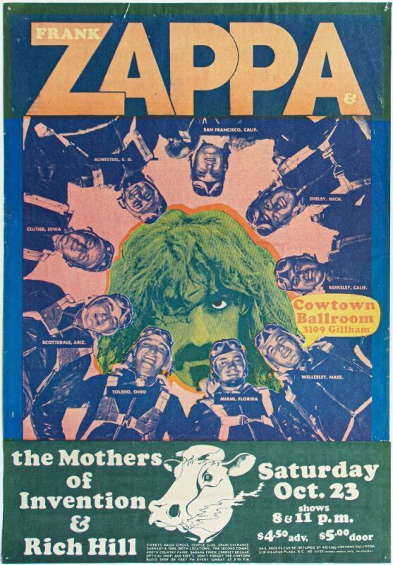 1971 Frank Zappa & The Mothers of Invention The Cowtown Ballroom Kansas City Poster Extra Fine 67