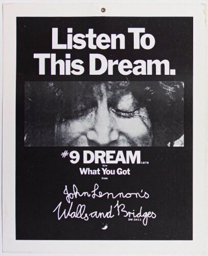 1974 John Lennon #9 Dream Promo Window Card Extra Fine 69