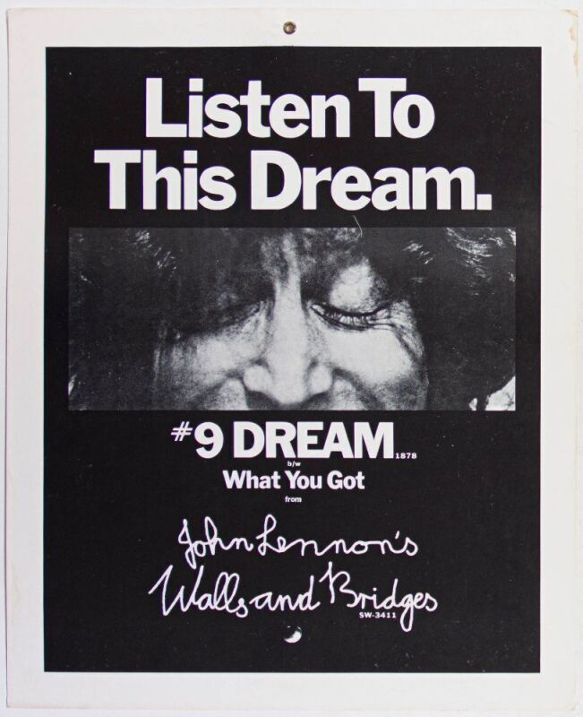 1974 John Lennon #9 Dream Promo Window Card Extra Fine 69