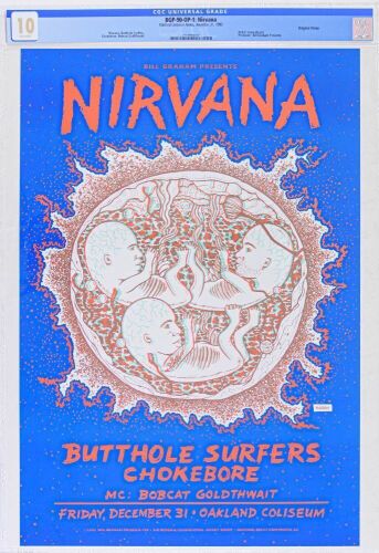 1993 BGP-90 Nirvana New Years Eve Oakland Coliseum Poster CGC 10