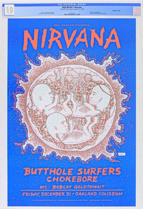 1993 BGP-90 Nirvana New Years Eve Oakland Coliseum Poster CGC 10