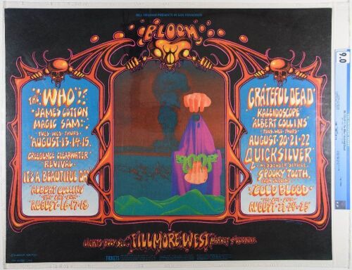 1968 BG-133 The Who Grateful Dead Creedence Clearwater Revival Fillmore West Poster CGC 9.0
