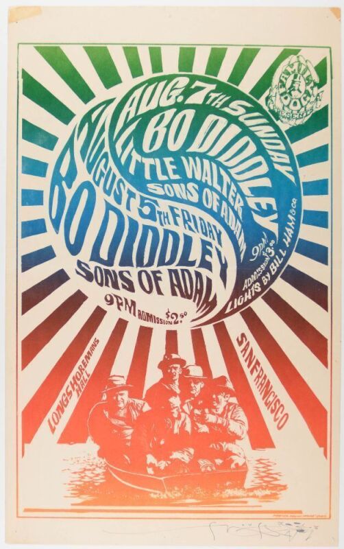 1966 FD-20 Bo Diddley Avalon Ballroom Signed Mouse Poster Extra Fine 69