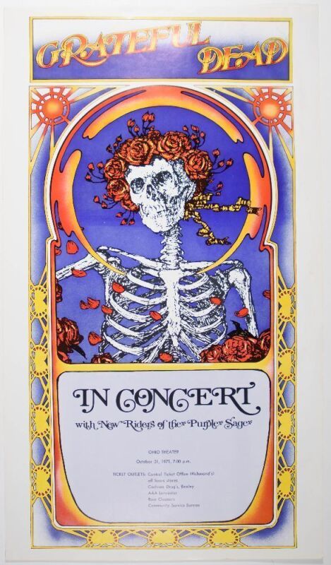 1971 Grateful Dead The Ohio Theatre Columbus Halloween Poster Excellent 77