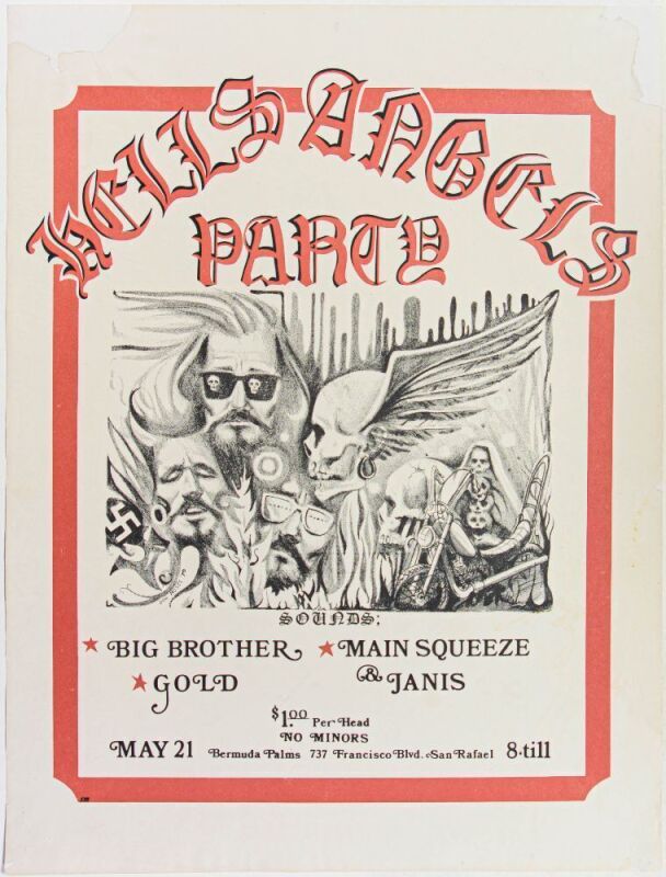 1970 Big Brother Hells Angels Party Bermuda Palms San Rafael Poster Extra Fine 63 Restored