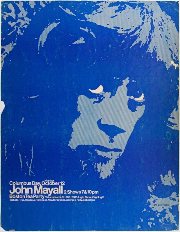 1970 John Mayall Boston Tea Party Signed Engstrom Poster Extra Fine 61