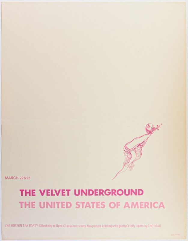 1968 Velvet Underground Boston Tea Party Poster Excellent 75