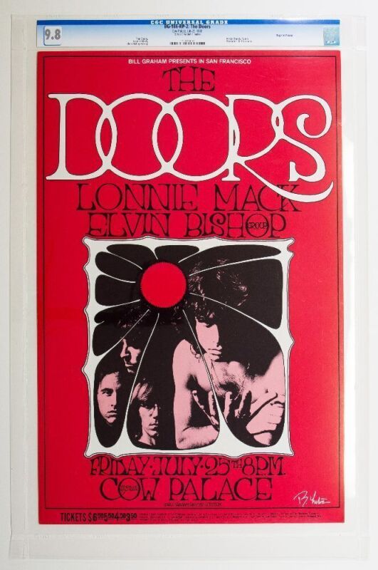 1969 BG-186 The Doors Cow Palace RP2 Signed Tuten Poster CGC 9.8