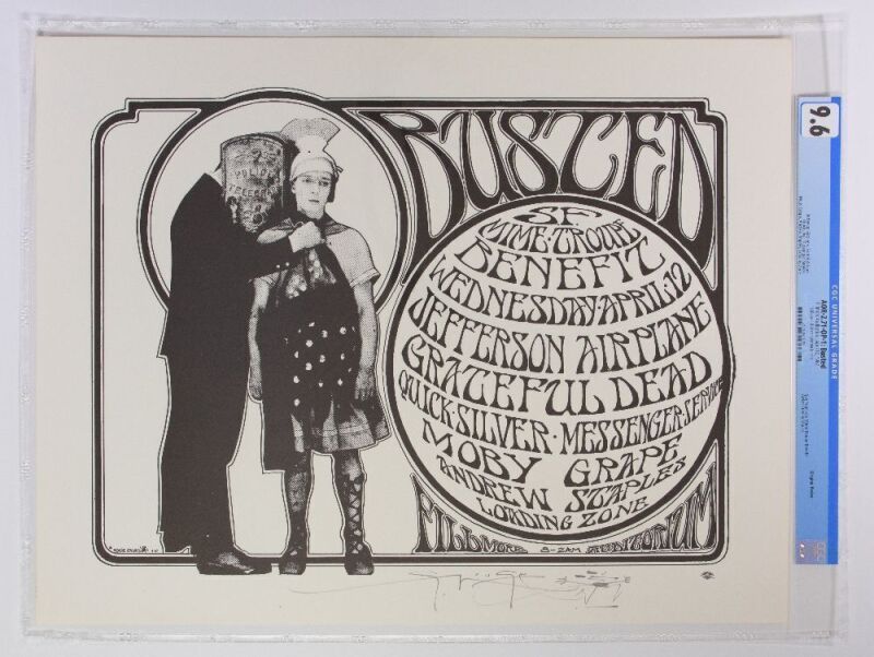 1967 AOR-2.71 Jefferson Airplane Grateful Dead Busted Fillmore Signed Mouse Poster CGC 9.6