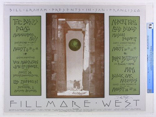 1970 BG-246 Led Zeppelin The Byrds Van Morrison Fillmore West Signed Singer Poster CGC 9.8