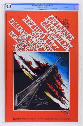 1969 BG-164 Creedence Clearwater Revival Jethro Tull Fillmore Signed Ian Anderson Poster CGC 9.8
