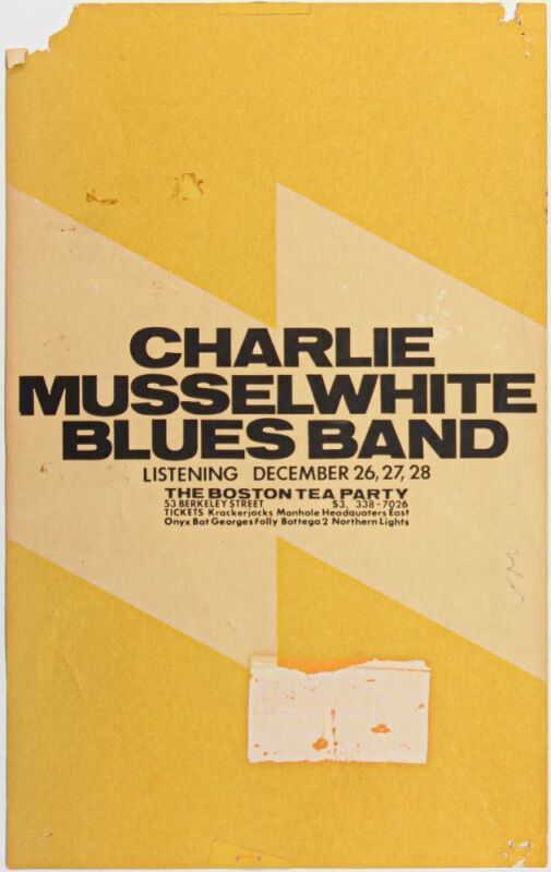 1968 Charlie Musselwhite Blues Band The Boston Tea Party Poster Fine 57