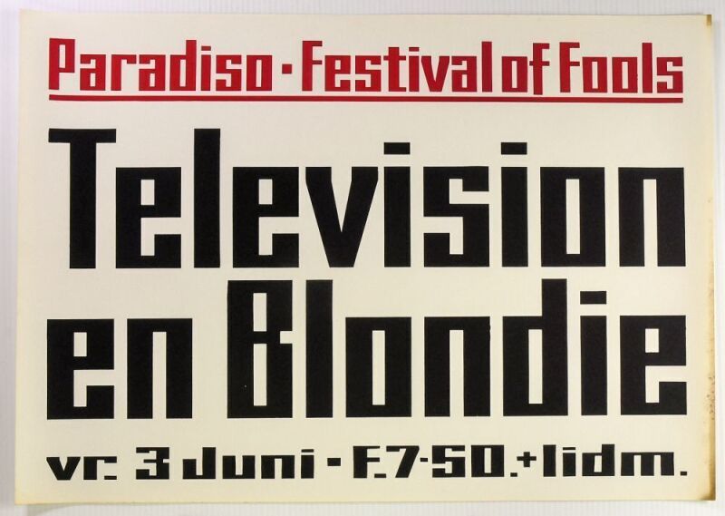 1977 Television Blondie The Paradiso Amsterdam Poster Excellent 75