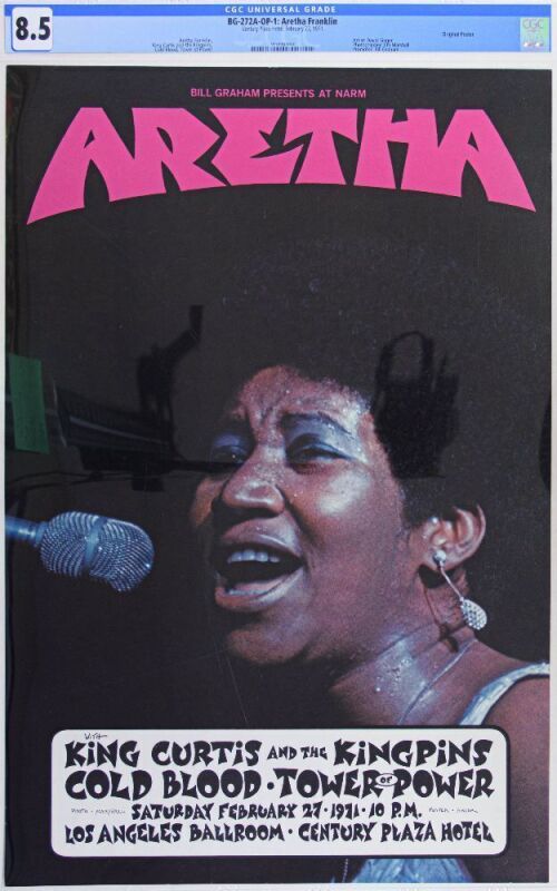 1971 BG-272-A Aretha Franklin Century Plaza Hotel Los Angeles Poster CGC 8.5