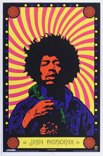 2010 Jimi Hendrix Pyramid International Hendrix Estate Headshop Poster Near Mint 87