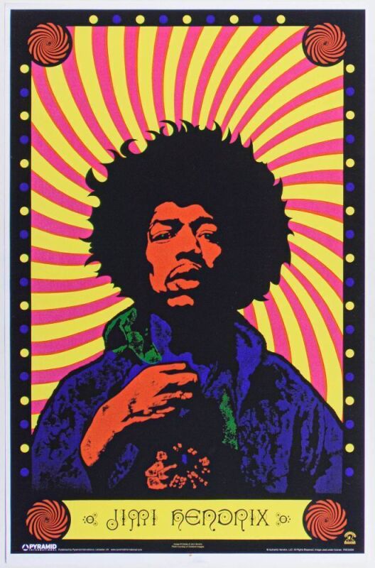 2010 Jimi Hendrix Pyramid International Hendrix Estate Headshop Poster Near Mint 87