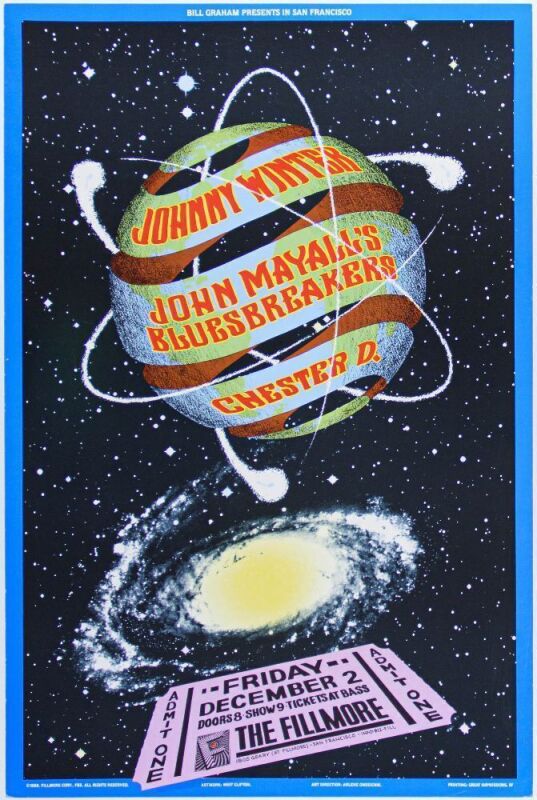 1988 NF-65 Johnny Winter The Fillmore Poster Near Mint 89