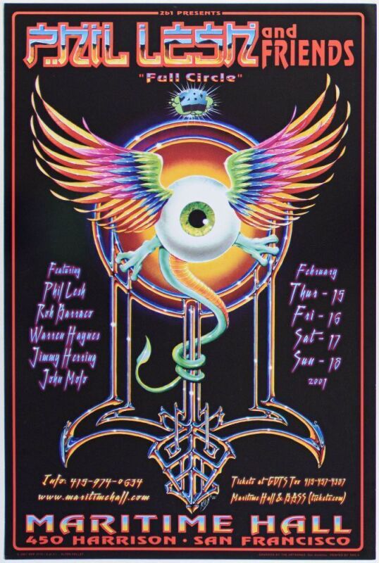 2001 Phil Lesh & Friends Maritime Hall Poster Near Mint 89