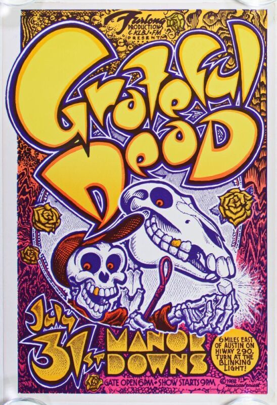1982 AOR-4.159 Grateful Dead Manor Downs Austin Poster Near Mint 87