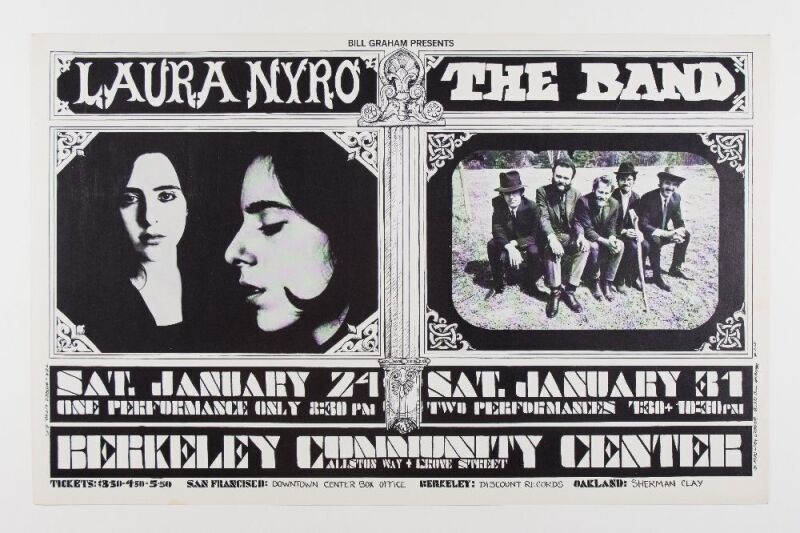 1970 BG-215 The Band Laura Nyro Berkeley Community Theatre Poster Near Mint 89