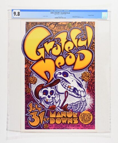 1982 AOR-4.159 Grateful Dead Manor Downs Austin Poster CGC 9.8