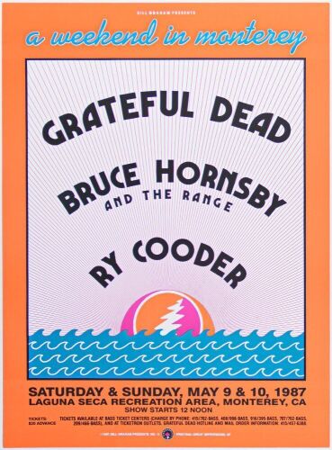 1987 BGP-11 Grateful Dead Bruce Hornsby Laguna Seca Recreation Area Monterey Poster Mint 91