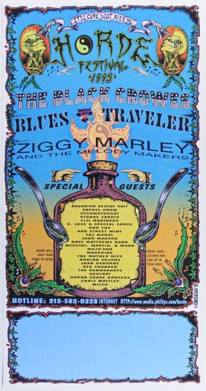 1995 Black Crowes The Horde Festival Tour Blank Poster Mint 91