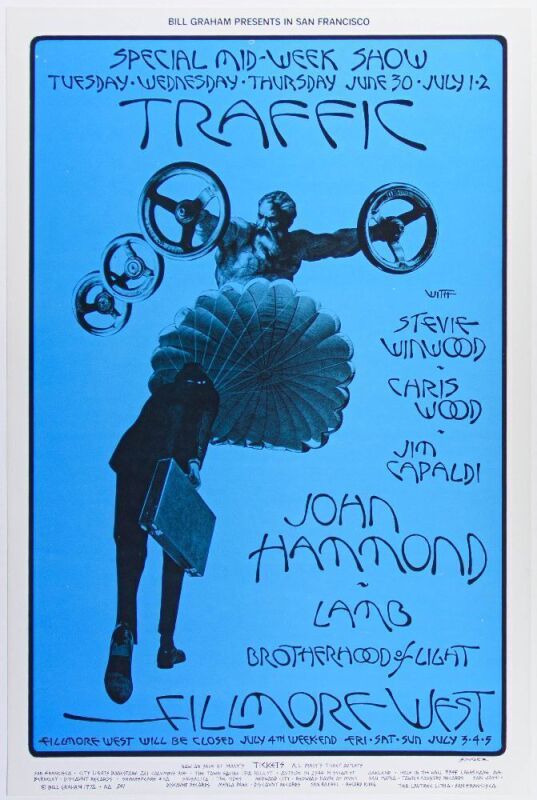 1970 BG-241 Traffic John Hammond Fillmore West Poster Mint 91
