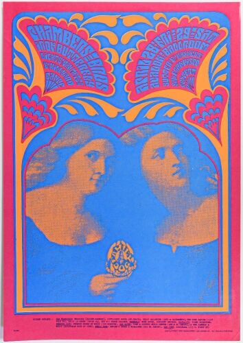 1967 FD-59 Chambers Brothers Iron Butterfly Avalon Ballroom RP2 Poster Near Mint 85