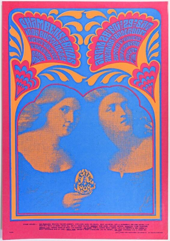 1967 FD-59 Chambers Brothers Iron Butterfly Avalon Ballroom RP2 Poster Near Mint 85