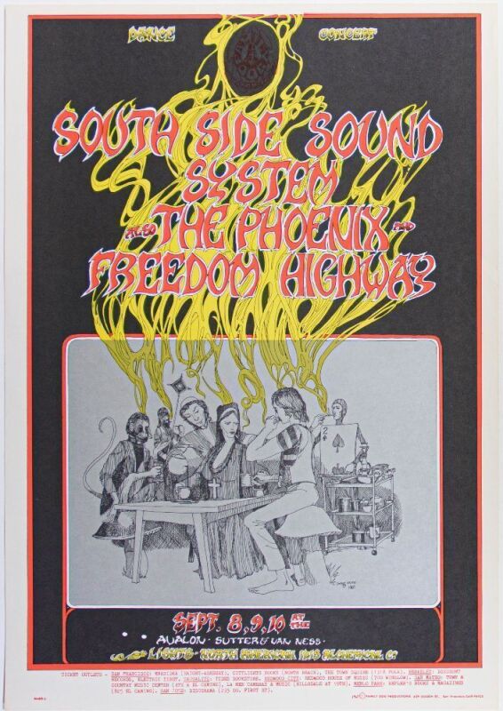 1967 FD-80 South Side Sound System Avalon Ballroom Poster Mint 91